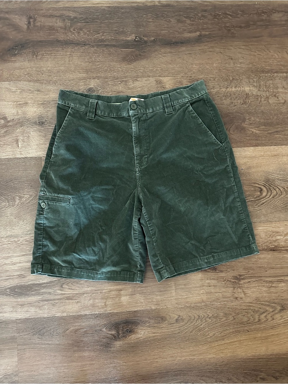 Y2K Sideout Men’s Green Corduroy Utility Cargo Shorts
